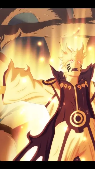 Naruto in Kurama's chakra cloak