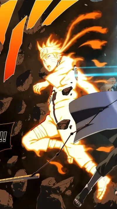 Naruto in Nine-Tailed Beast Mode battles