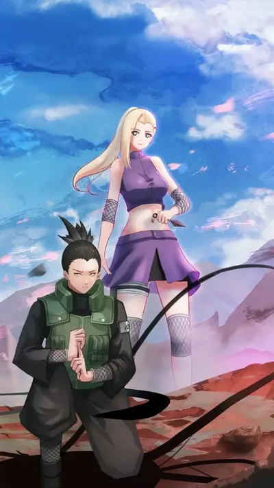Naruto team, Ino Yamanaka and Shikamaru Nara stand together