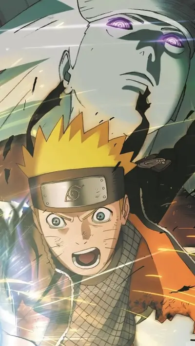 Naruto Uzumaki and a masked figure