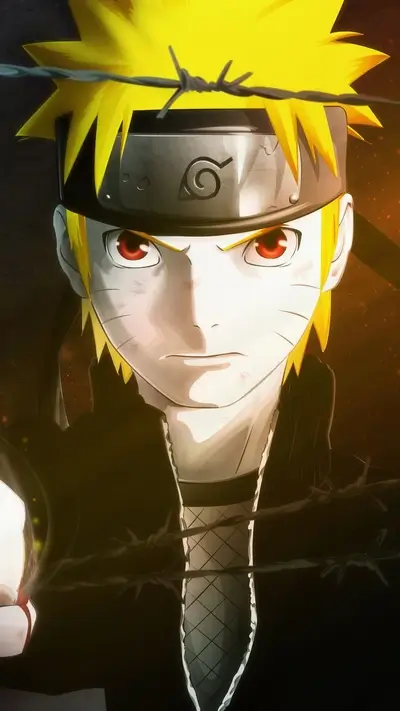 Naruto with barbed wire, dark background