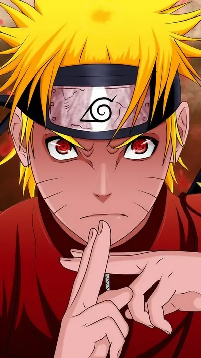 Naruto with Sharingan eyes and hand sign