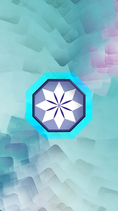 Octagonal emblem with a flower design