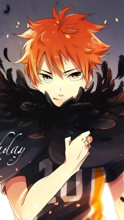 Orange-haired boy with black feather collar