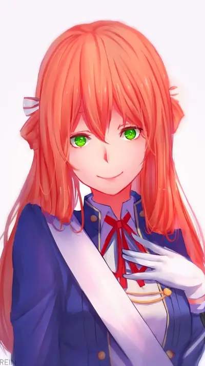 Orange-haired girl in a blue uniform