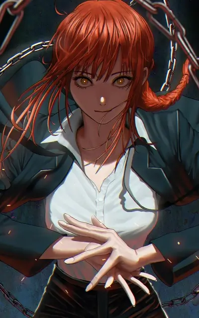 Orange-haired woman with chains