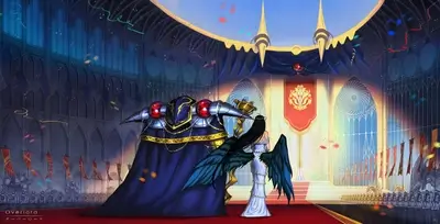 Overlord coronation ceremony in a grand hall