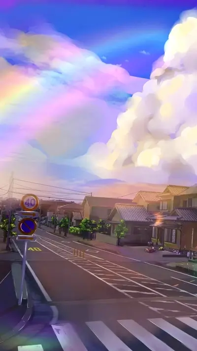 Pastel sky over a residential street