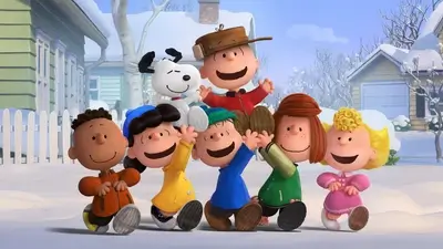 Peanuts gang in snowy setting