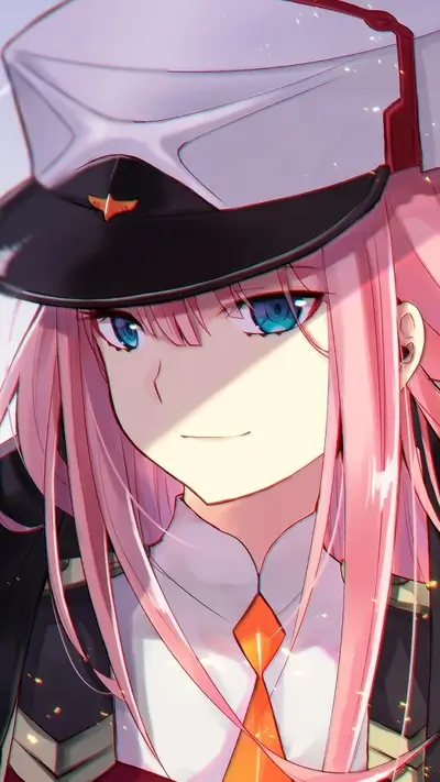 Pink-haired girl in a military cap