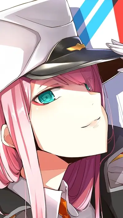 Pink-haired girl in a white cap