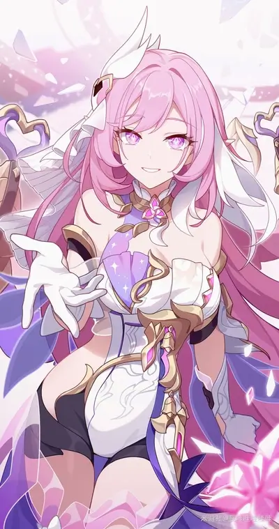 Pink-haired girl in elegant attire