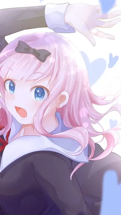 Pink-haired girl in school uniform