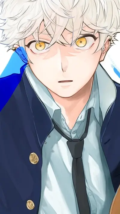 Portrait of a young man with white hair