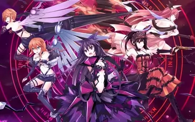 Posing with weapons in front of glowing magical circles