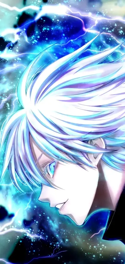 Powerful anime character with white hair
