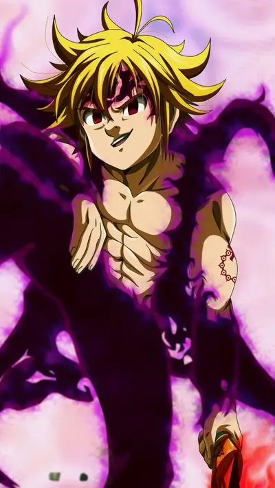 Powerful character surrounded by dark purple energy