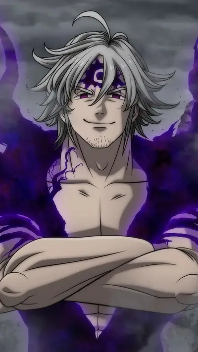 Powerful character with dark purple aura