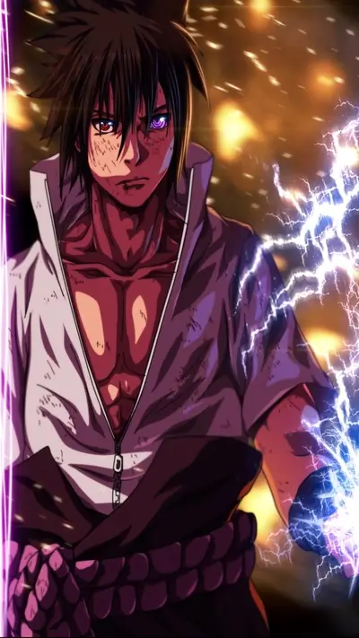 Powerful character with purple lightning