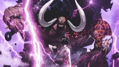 Powerful giant clashes with a smaller figure