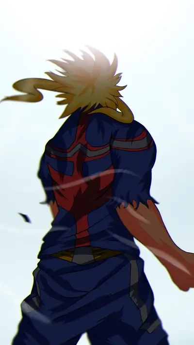 Powerful hero standing with his back to the viewer