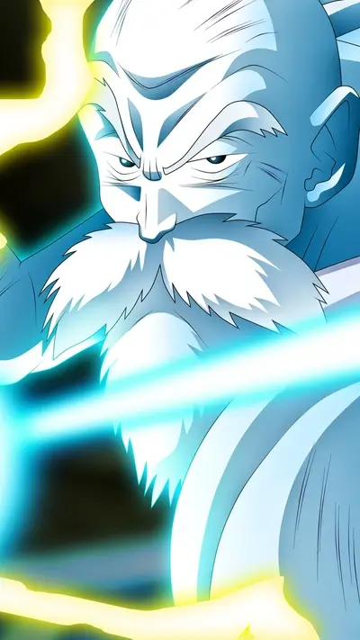 Powerful old man with glowing energy