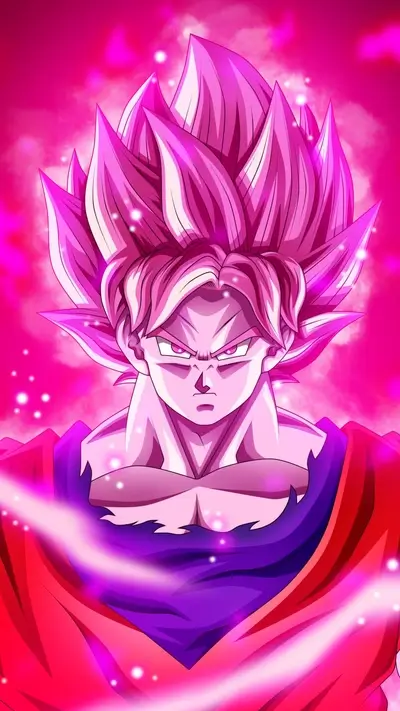 Powerful pink-haired warrior, glowing aura