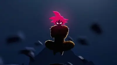 Powerful Saiyan meditating in darkness