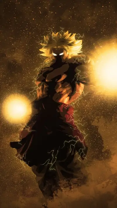 Powerful warrior emanating golden energy