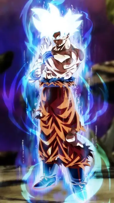 Powerful warrior radiating blue energy