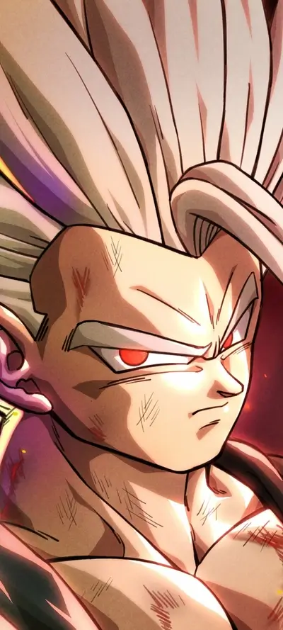 Powerful warrior with white hair and red eyes