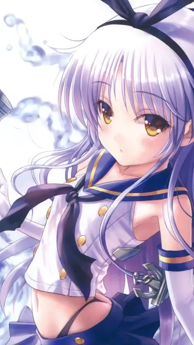 Pretty girl with white hair in a sailor outfit