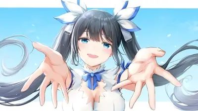 Reaching out hands with a smiling expression against blue background