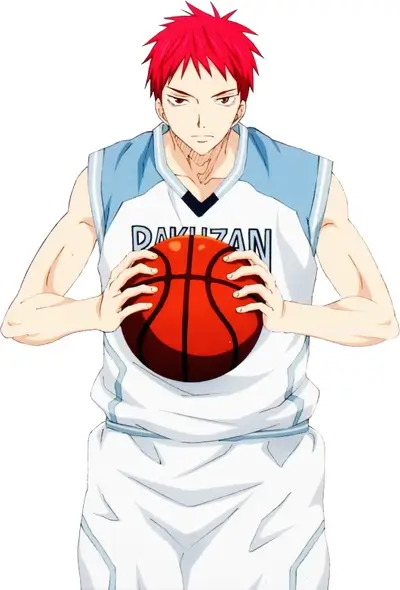Red-haired basketball player holding a basketball in his hands