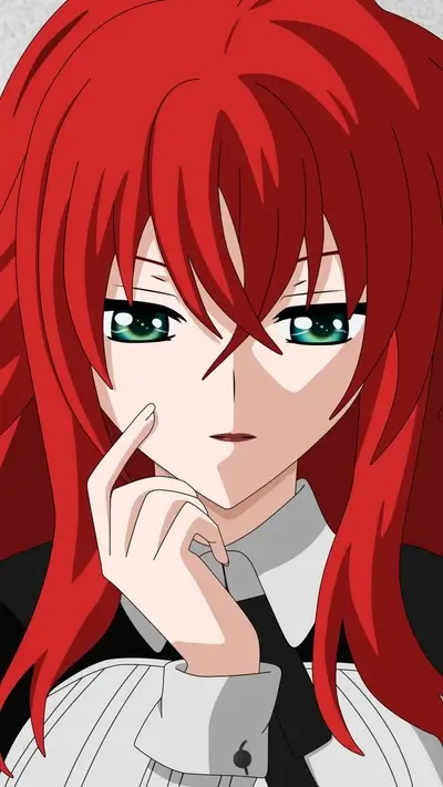Red-haired girl with green eyes, thoughtful expression
