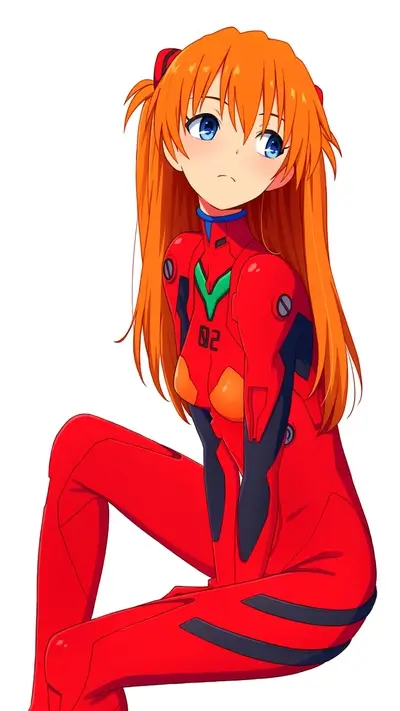 Red suit wearing girl with orange hair sitting down
