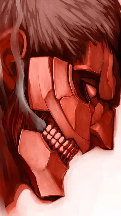 Red toned illustration of a character's face
