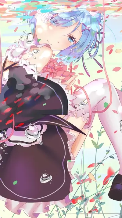 Rem underwater with flowers