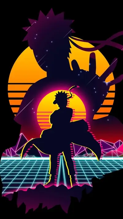 Retro 80s Naruto silhouette