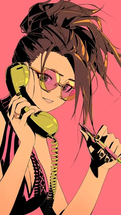 Retro styled girl talking on a phone