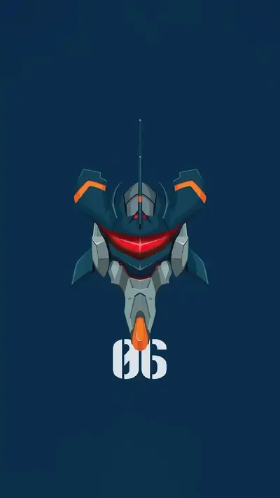 Robotic head with orange accents, centered on dark teal background