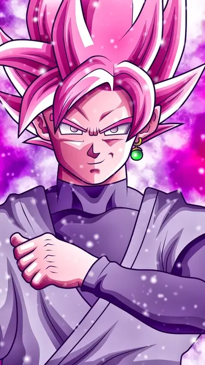 Rose-haired character with an earring, glowing background