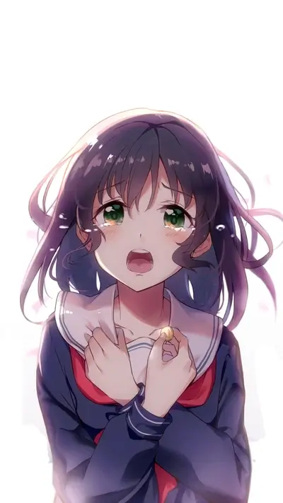 Sad anime girl crying