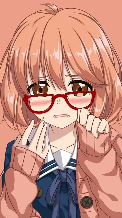 Sad anime girl with glasses