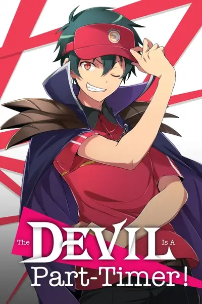 Sadao Maou posing in fast food uniform and cape