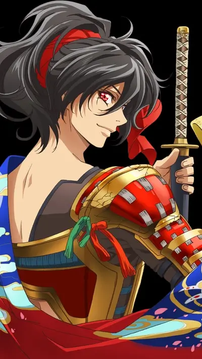 Samurai warrior girl with katana