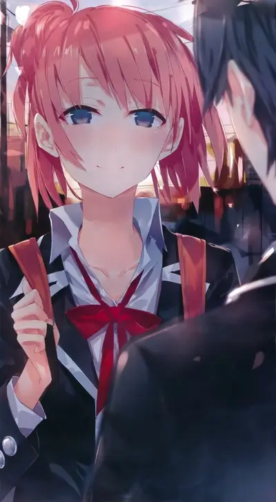Schoolgirl looking at her friend, school uniform with red hair