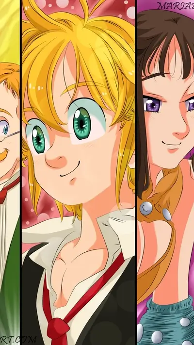 Seven Deadly Sins anime characters smiling