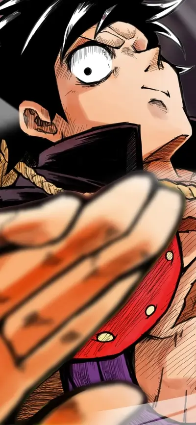Shocked expression, reaching hand, details from attire visible