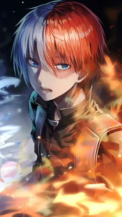 Shoto Todoroki displaying fire and ice abilities